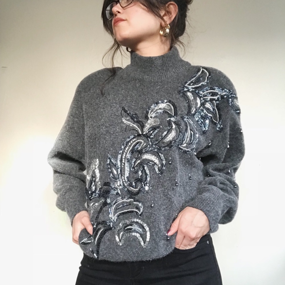 Vintage Beaded Wool Sweater